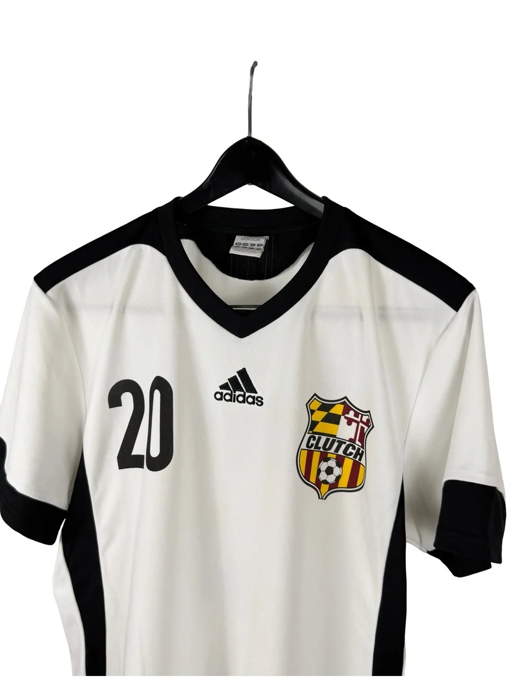 Mens Adidas Clutch Climalite Athletic Soccer Futbol White Jersey Size M